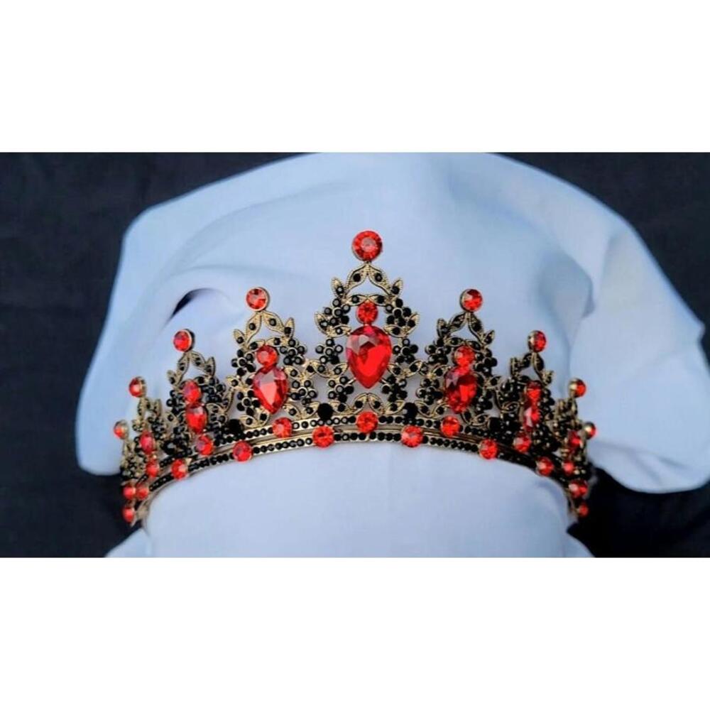 Blood Red Crystal Tiara vampire queen Bridal Goth Crown Birthday Wedding Gift